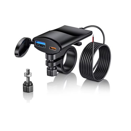 Motoros töltő USB és USB C porttal