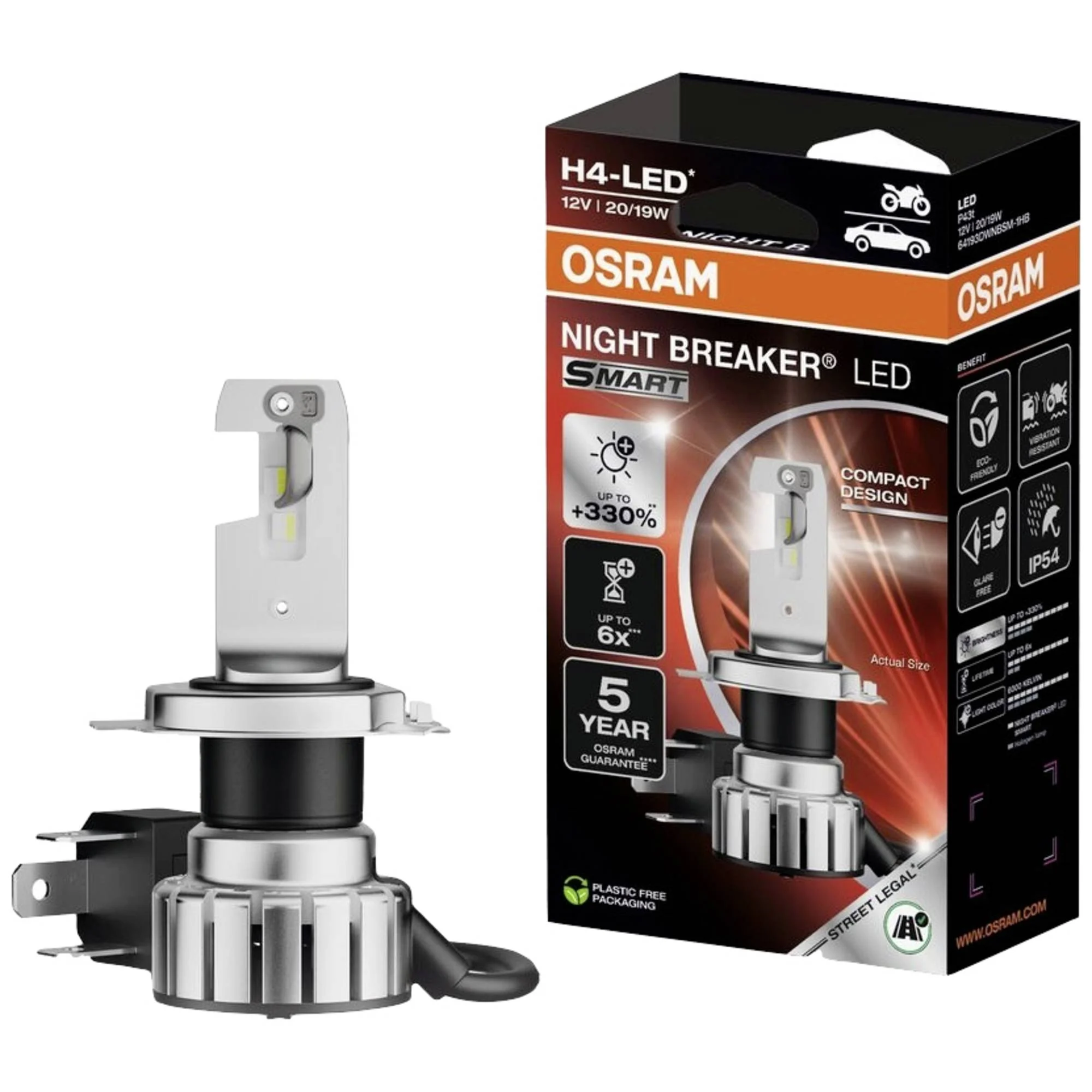 H4 led izzó Osram Night Breaker LED SMART H4, +330% 1db 1 H4 led izzó Osram Night Breaker LED SMART H4, +330% 1db