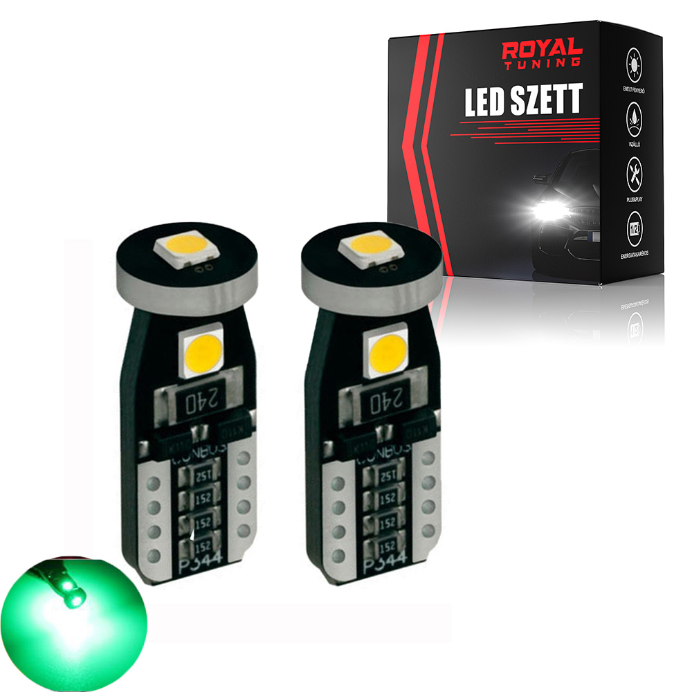 T10 led zöld 2db 1 T10 led zöld 2db